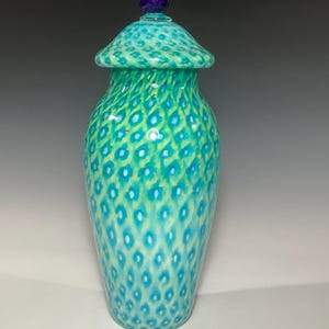 Glass Urn - Rest In Tranquility - John Gibbons BLUE GREEN PURPLE vase urn