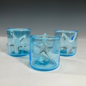 Starfish Glass Drinking Cups 3.5 inches Handmade Glass Art by John Gibbons image 3