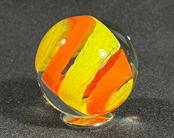 Orange & Yellow Swirl Hider Marble - 2 inches - Handmade Glass Art by John Gibbons