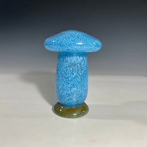 Aqua Glass Mushroom Jar by Glass Artist John Gibbons image 1