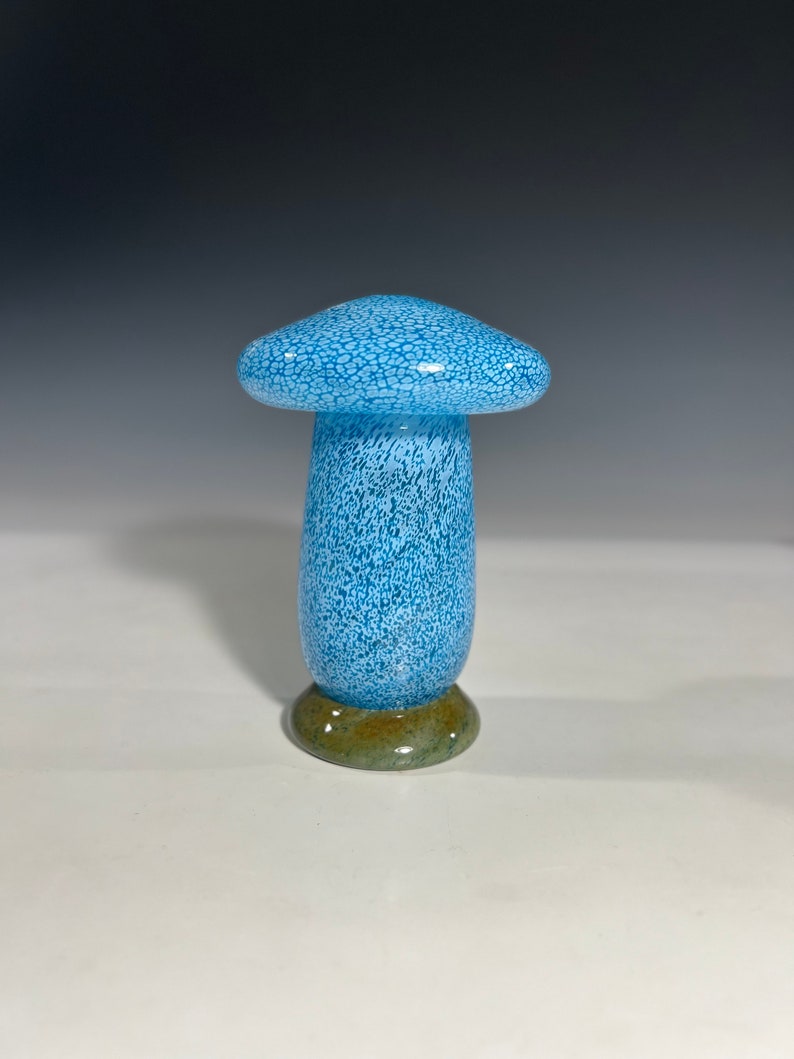 Aqua Glass Mushroom Jar by Glass Artist John Gibbons image 1