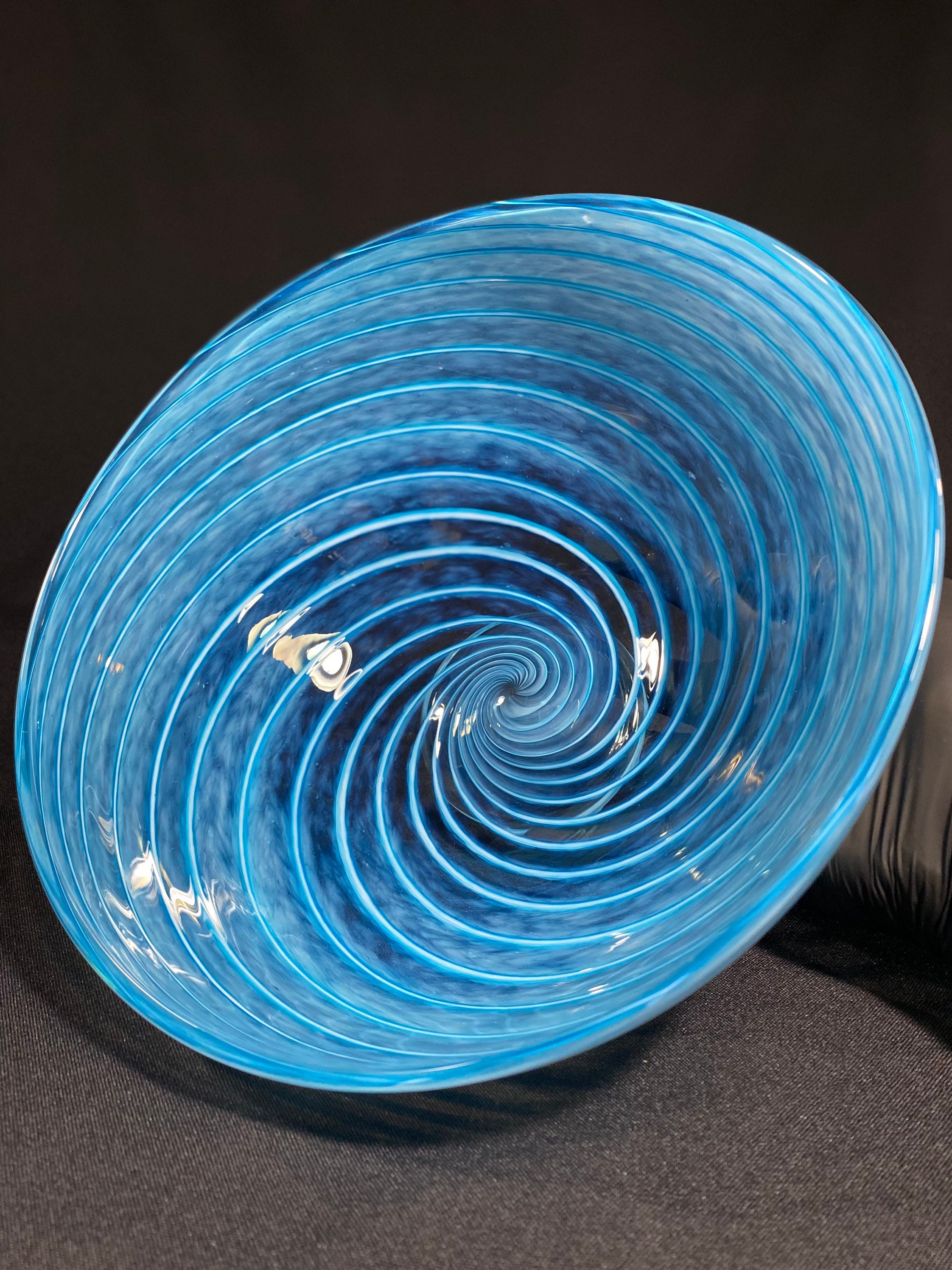 Glass Bowl - Aqua Spiraling - John Gibbons