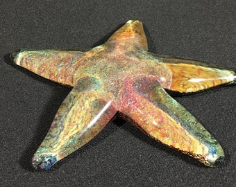 Hand Blown Glass Starfish - Sherbet Dichro Starfish - 5.5 inch - Handmade Glass Art by John Gibbons