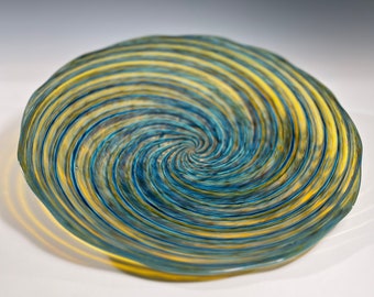 Aqua Green | Glass Spiral Platter by Glass Artist John Gibbons