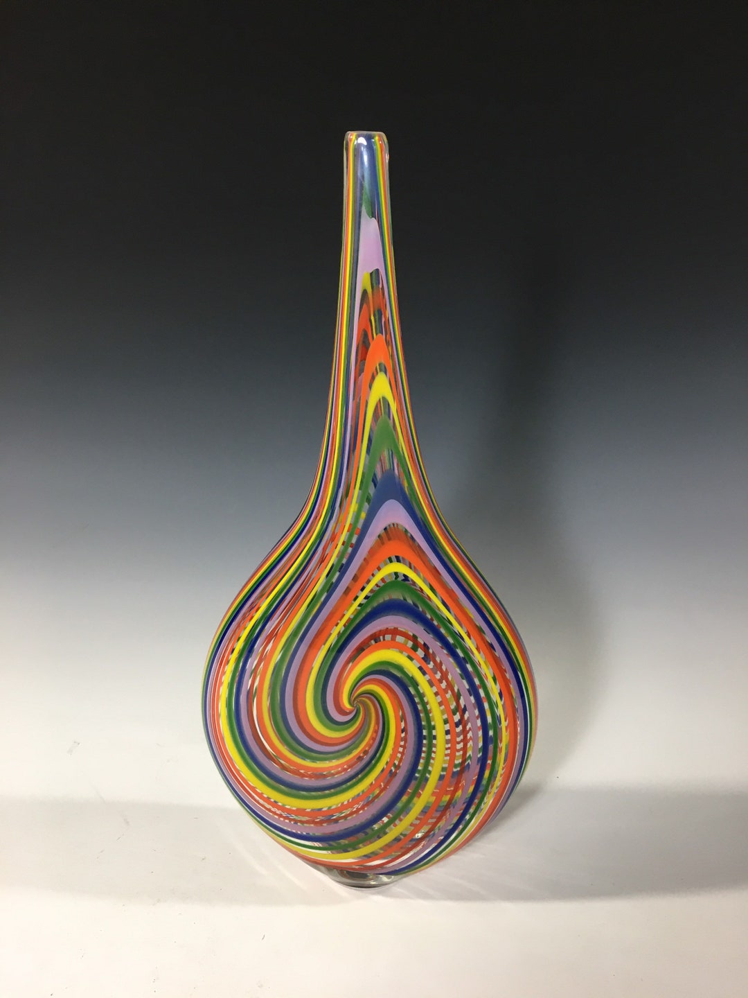 Vase Rainbow Vortex Blown Glass Vase Teardrop Pride Home Decor Etsy