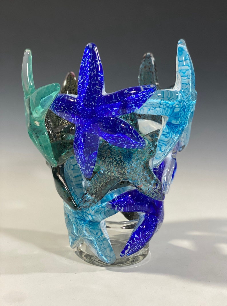 Starfish Cluster Vase, Blue Tones John Gibbons Glass Free Shipping MADE TO ORDER image 1