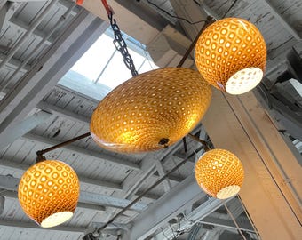 Glass Chandelier - Grand Amber Chandelier - John Gibbons pendant lights custom chandelier custom glass lighting