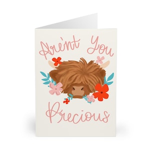 Ensemble de cartes de remerciement lunatiques vache des Highlands fleurs du sud Lot de 5 cartes de correspondance Ensemble de papeterie Floral Animal