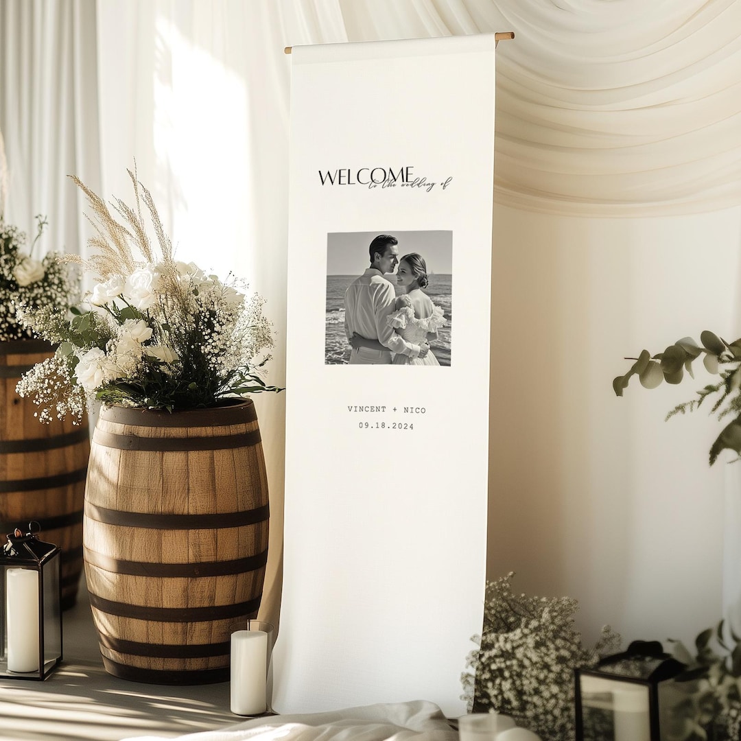 Fabric Wedding Banner, Linen Wedding Sign, White Welcome Sign, Personalized  Canvas Decoration, Bridal Shower Sign, Wedding Dro-ll01002 - Etsy Israel, image size:1080x1080