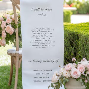Canvas Wedding Reserved Sign, 15&#39;&#39;x50&#39;&#39; Chair sign, Custom Loving Memory Wedding, Linen Fabric Wedding Memorial Fabric Decor, LL03002