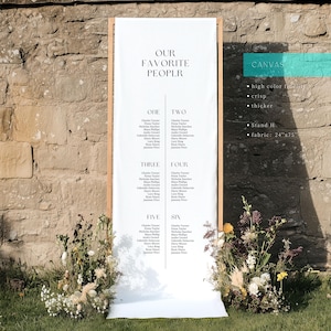 Canvas Seating chart Wedding, Modern Custom wedding Seating Plan, Linen, Canvas or Chiffon, Destination wedding, fabric banner stand LL02002