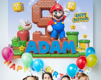 Super Mario Birthday Party Decor, Kids Mario Birthday, Mario Birthday, Personalized Mario, Super Mario Print, Mario Bros Poster