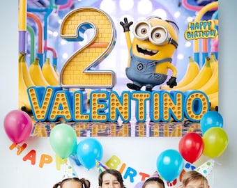 Personalized 3D Realistic Minions Birthday Party Decor, Birthday Backdrop, Birthday Banner, Birthday Kids Party, Minions Birthday Activities