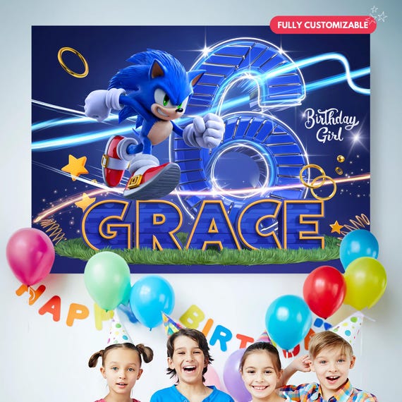 Custom Sonic Birthday Backdrop, Super Sonic Birthday Banner, Super Hedgehog Party Decor, Sonic Adventures Theme, Sonic Bday Boy Decoration