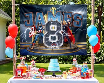 Special Banner for Kids, Customized Thor Birthday Banner, Birthday Backdrops,  Birthday Decoration, Avengers Birthday ,Marvel Party Decor
