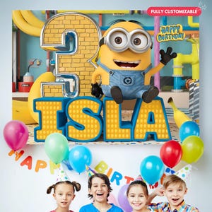 Personalized Minions Party Backdrop Banner, Minion Party Decoration Background, Printable Banner, Party Supply Print, Despicable Me Birthday