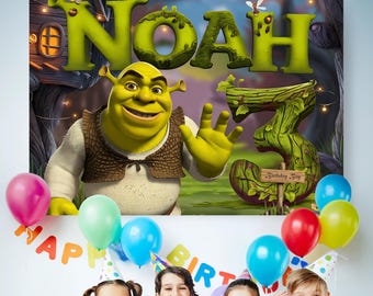 Custom Birthday Backdrop Shrek Theme, Shrek Birthday Backdrop, Shrek Party Decor, Shrek Birthday Banner, Shrek Birthday Party,Shrek Backdrop