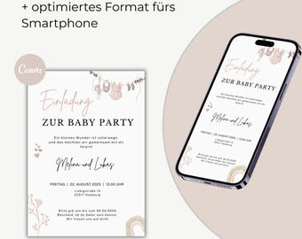 Baby shower invitation, Canva template, baby shower digital invitation, WhatsApp invitation card, baby shower boy girl, ecard German, GPD-162