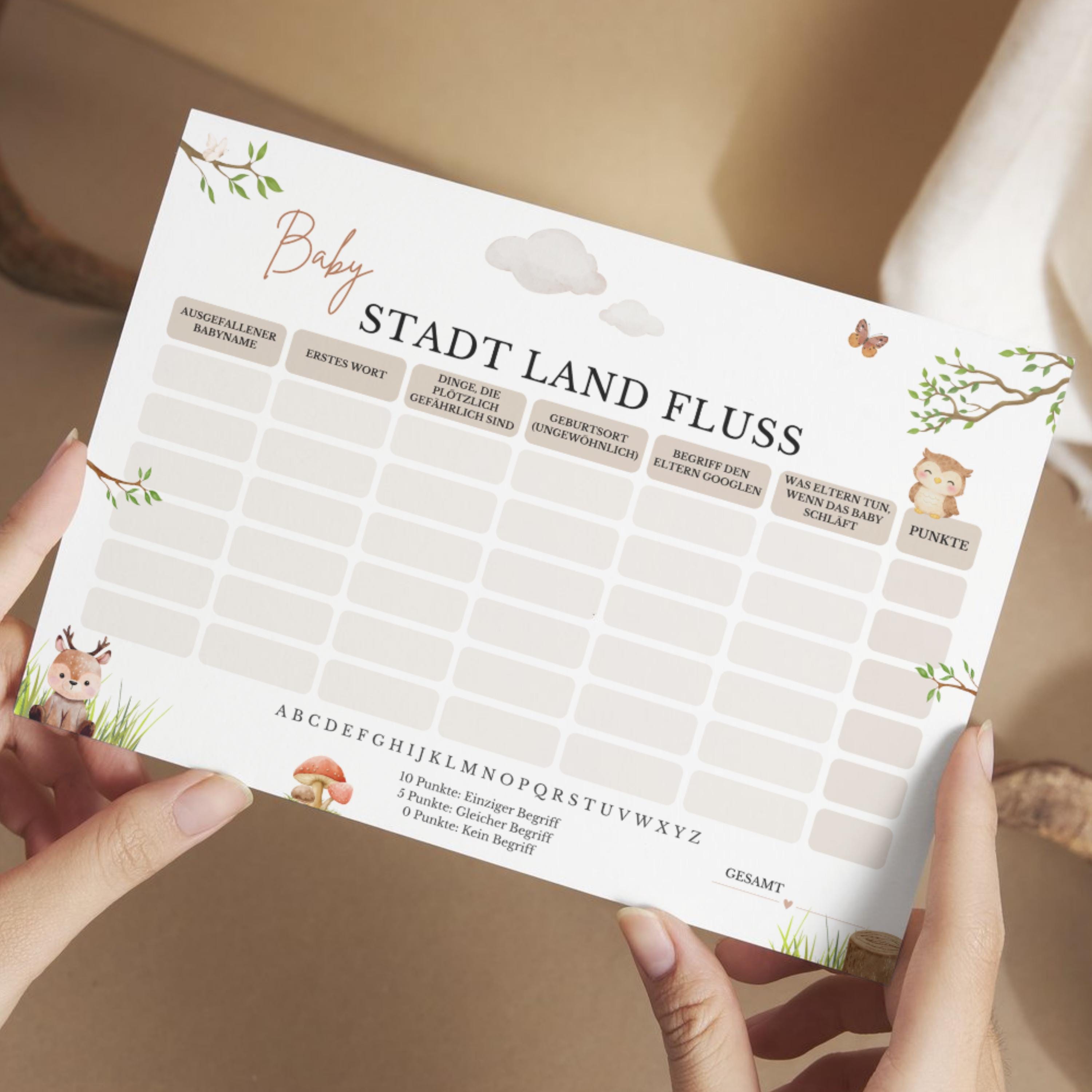 Baby Stadt Land Fluss , Stadt Land Fluss, Babyparty   TFLMXN