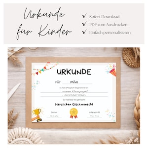 Certificado para niños, PDF, plantilla, recompensa para niños, descarga directa, hitos de regalo, ideas de cumpleaños infantiles, niños, certificado, GPD-319