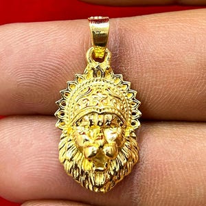 14K Gold Plated Lord Narsimha Pendant – Hindu God Vishnu Jewelry – Spiritual Silver Lion Necklace – Narsimha Altar Amulet Pendant