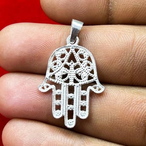 Sterling Silver Hamsa Hand Pendant: Evil Eye Protection Charm