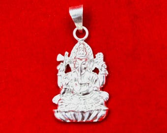 Hindu Goddess Ganesh Pendant, 925 Sterling Silver Necklace, Hindu Religious Charm, Unisex Gifting Jewelry