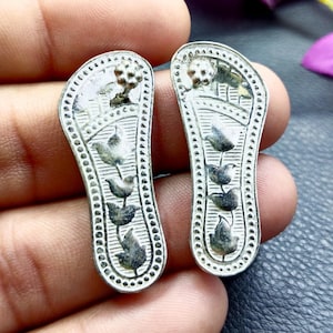 Sterling Silver Lakshmi Footprints: Hindu Temple Pooja Gift |  Idol Slipper