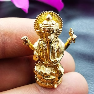 Ganesh Statue in Brass, Indian God Ganesh Idol, Gold Ganesh Sculpture, Brass Lord Ganesh, Good Luck Gift For New Beginnings