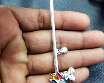 Flauta Krishna de plata esterlina: Arte de altar hindú para puja hecho a mano