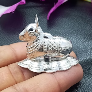 Lord Shivas Nandi Maharaj Handmade Small Solid Figurine For Puja, Best Gift for Lord Shiva, Divine Nandi Statue