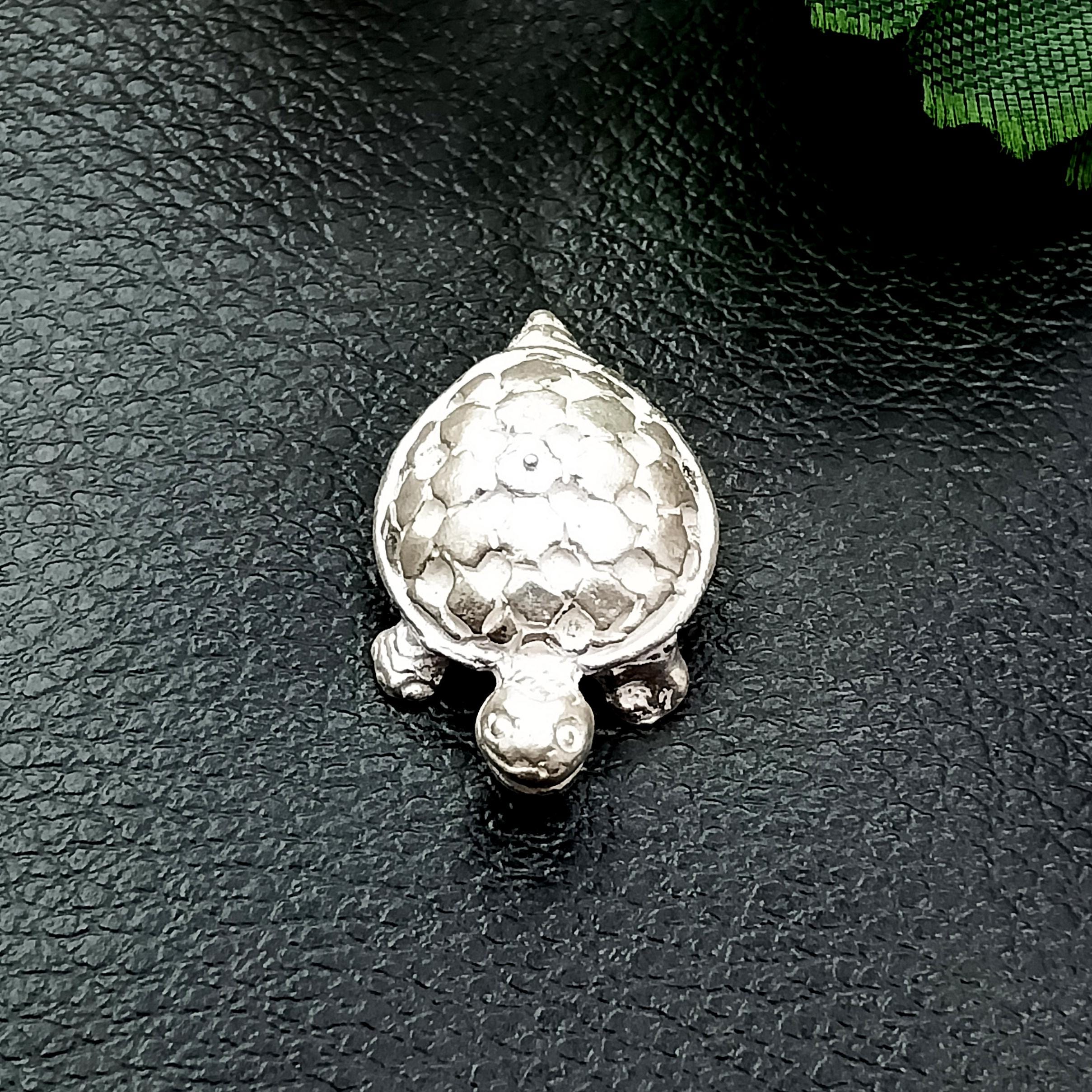 Sterling Silver Mini Tortoise: 925 Silver Turtle Figurine