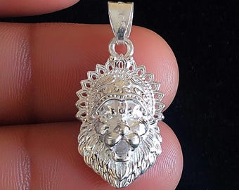 Sterling Silver Narsimha Pendant: Hindu God Vishnu Lion Amulet