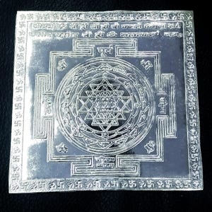925 Sterling Silver Shree Mahalaxmi Yantra, Shri Yantra For Wealth and Prosperity, Sacred Geometry, Meditation Yantra, Sri Yantra Benefits