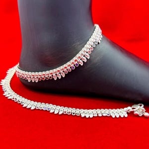 925 Sterling Silver Anklet, Silver Payal, Silver Bride Anklet, Silver Designer Anklet, Best Gift for Mom, Wife, Sister, Daughter, Bridal