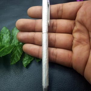 Ballpoint Pen, Medium Point, Solid 925 Sterling Silver with Pure Platinum Plated Parts, Handcrafted Ballpoint Pen