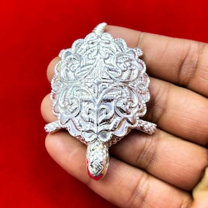 925 Sterling Silver Tortoise Figurine Mini Turtle Statue Best Puja Article Home Desk Décor Handmade Silver Turtle Idol