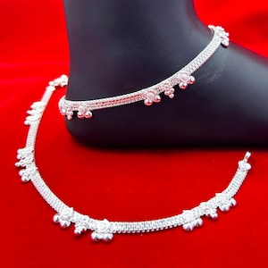 925 Sterling Silver Anklet, Indian Traditional Anklet, Handmade Silver Anklet, Anklet for Women, Belly Dance Jewelry from India