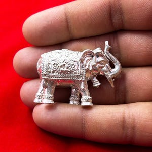 925 Solid Sterling Silver Customized Sculpture Upper Trunk Elephant Statue, Elephant Article, Good Luck Gift, Elephant Figurine Idols
