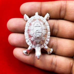 925 Sterling Silver Tortoise Figurine, Mini Turtle Statue, Tortoise Charm, Animal Statue Sculpture, Best Puja Article, Home Desk Décor