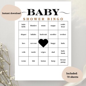 Baby shower Bingo - Baby shower party - Baby bingo game - Printable Shower Game - Instant Download -Bingo printable - Baby shower activity