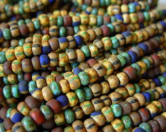NEW 1//0 Matted Aged Striped Greek Tiles Picasso Mega Mix Czech seed beads 20/"