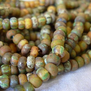 1-20&quot; Strand- 6/0 Czech Seed Beads- Rustic Sonoran Desert Aged Picasso Mix #656