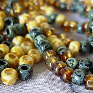 1-19.5&quot; Strand- 6/0 Czech Seed Beads- Beehive Aged Picasso Mix #644