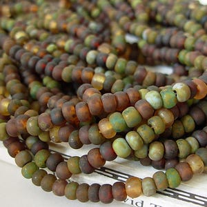 1-20&quot; Strand- 6/0 Czech Seed Beads- Rustic Beach Glass Aged Picasso Mix #659