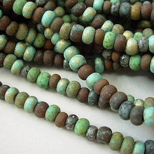 1-19&quot; Strand- 5/0 Czech Seed Beads- Matte Jeweled Mosaic Aged Picasso Mix #503