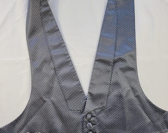 Vintage Lord West Men’s Backless Tuxedo Vest - Geometric Midnight Blue Silver Diamond - Multi Sizes