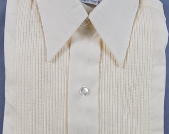 Boys/Men's Vintage Pleated Tuxedo Shirt w/ Ruffle Cuffs - Ivory - Multi Sizes