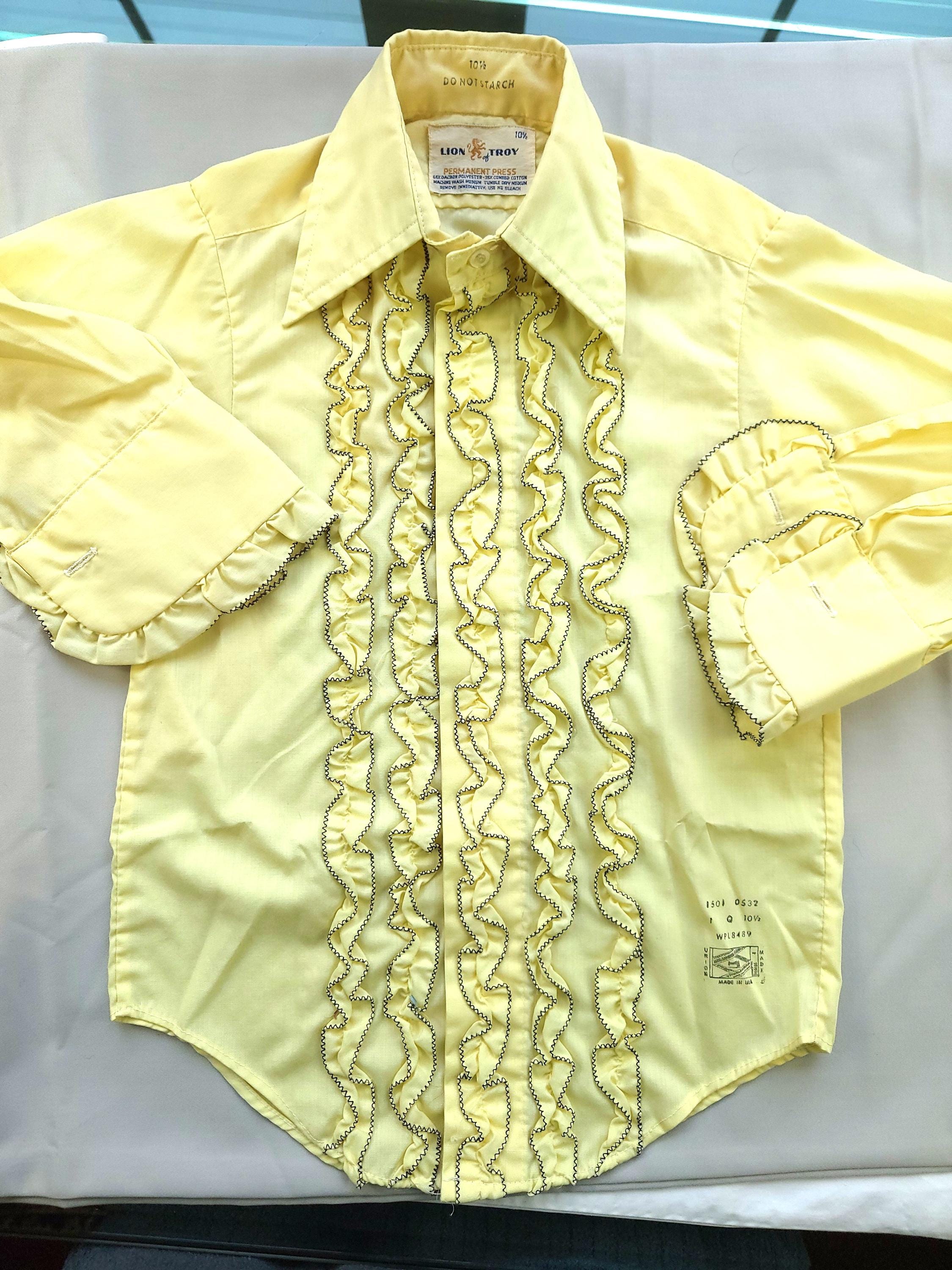 Yellow Ruffle Tuxedo Shirt - Etsy