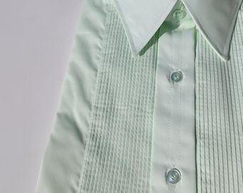 Vintage 1970s Pleated Tuxedo Shirt L&M Fashions - Mint -Multi Sizes - FREE SHIP